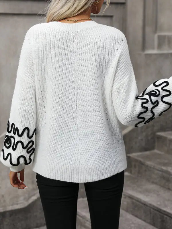 Elegant pattern knitwear sweater - sweaters & cardigans