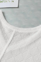 White V-Neck Knitted Flowy Blouse - Fashionfitz