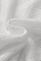 White V-Neck Knitted Flowy Blouse - Fashionfitz