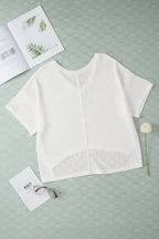 White V-Neck Knitted Flowy Blouse - Fashionfitz