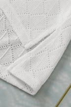 White V-Neck Knitted Flowy Blouse - Fashionfitz