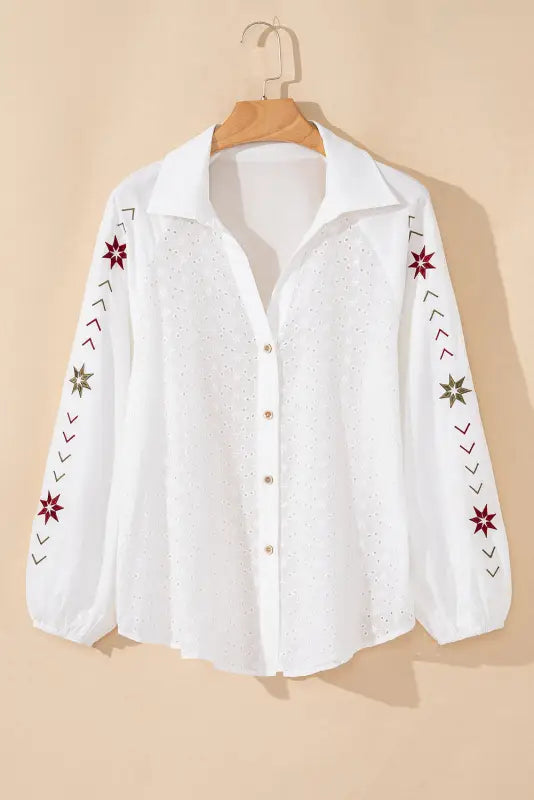 Embroidered bloom puff shirt | women’s shirts | fashionfitz