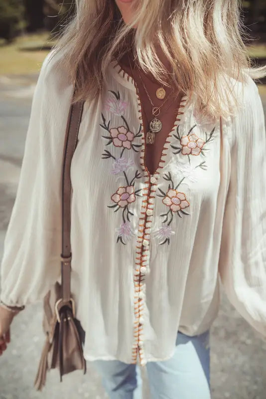 Embroidered elegance puff shirt