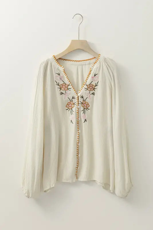 Embroidered elegance puff shirt