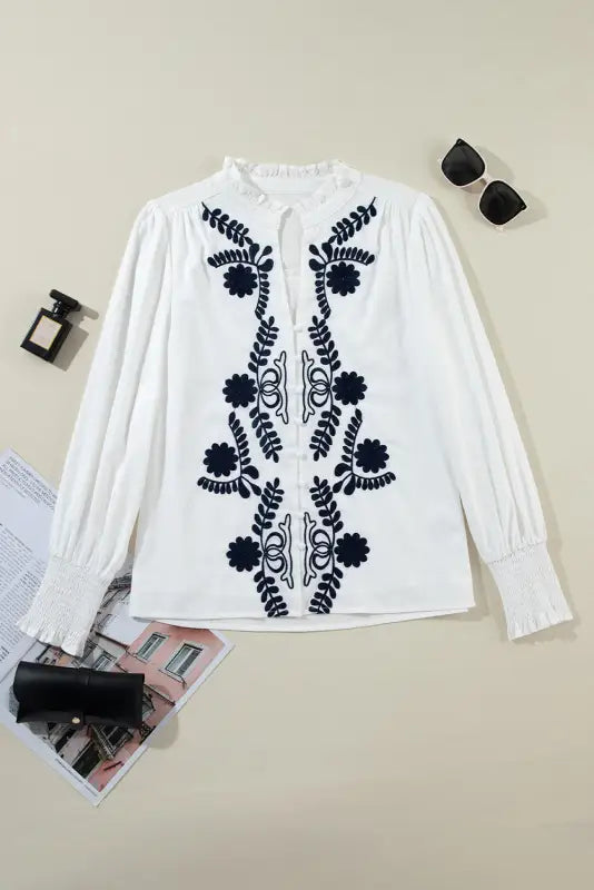 Embroidered elegance shirt | women’s tops | fashionfitz