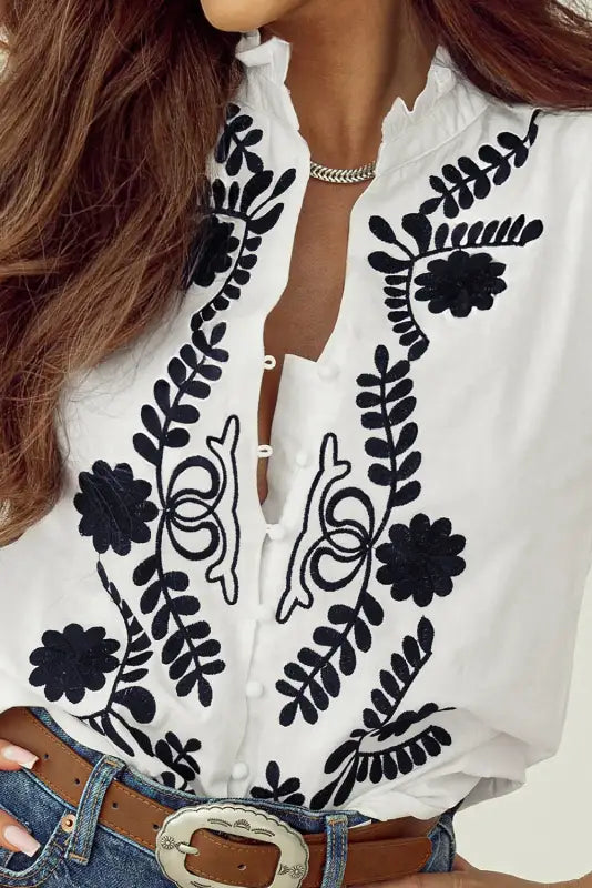 Embroidered elegance shirt | women’s tops | fashionfitz