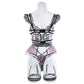 Embroidered mesh bustier set with metal chain shoulder strap - sets