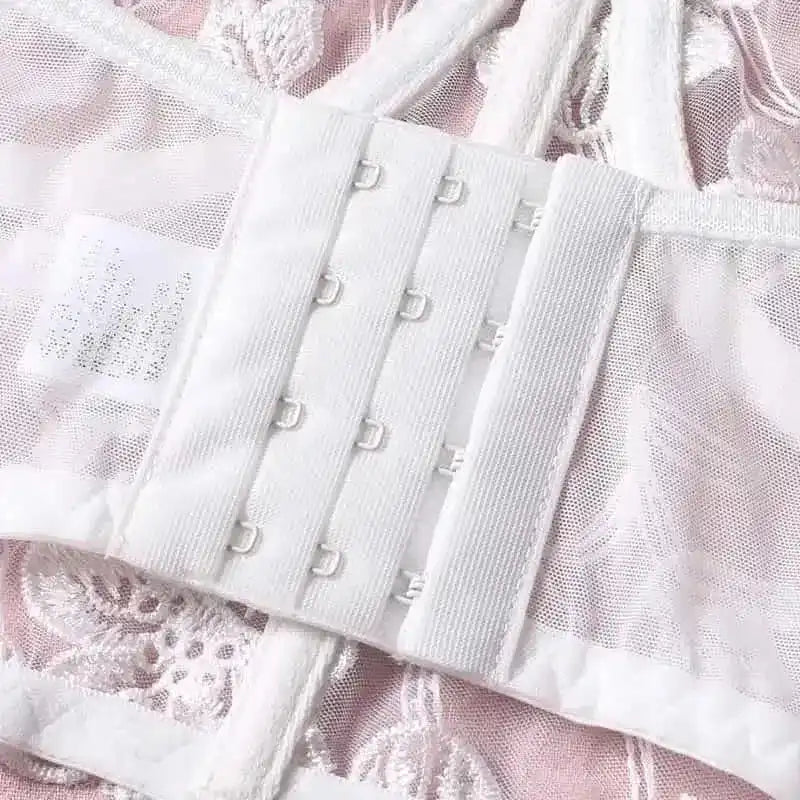 Embroidered Thong Sexy Bustier Bra Set - Fashionfitz