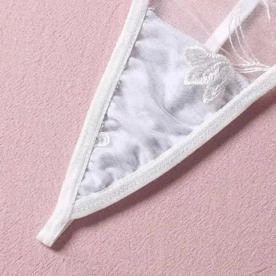 Embroidered Thong Sexy Bustier Bra Set - Fashionfitz