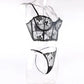 Embroidered thong sexy bustier bra set - sets