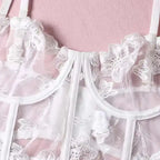 Embroidered Thong Sexy Bustier Bra Set - Fashionfitz