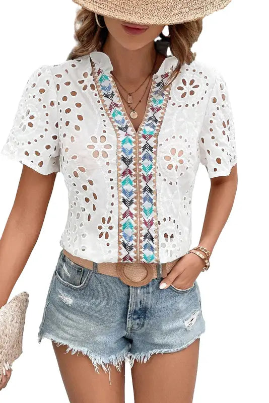 Embroideredge peekaboo blouse | summer blouses | fshionfitz