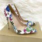 Embroidery graffiti party shoes stiletto high heels - pumps