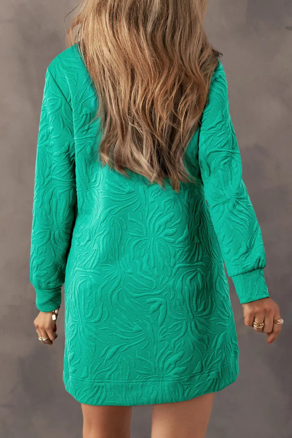 Emerald jacquard zip shift dress