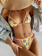 Ethnic Print Halter Neck Tie Bikini - Fashionfitz