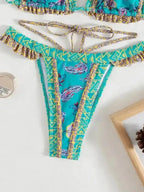 Ethnic Print Halter Neck Tie Bikini - Fashionfitz