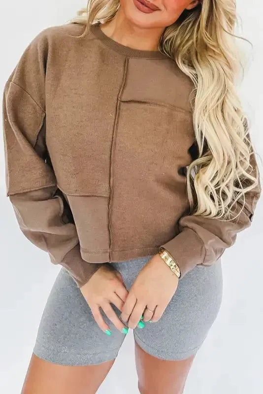 Exposed Seam Pullover Sweatshirt - Fashionfitz