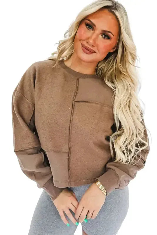 Exposed Seam Pullover Sweatshirt - Fashionfitz