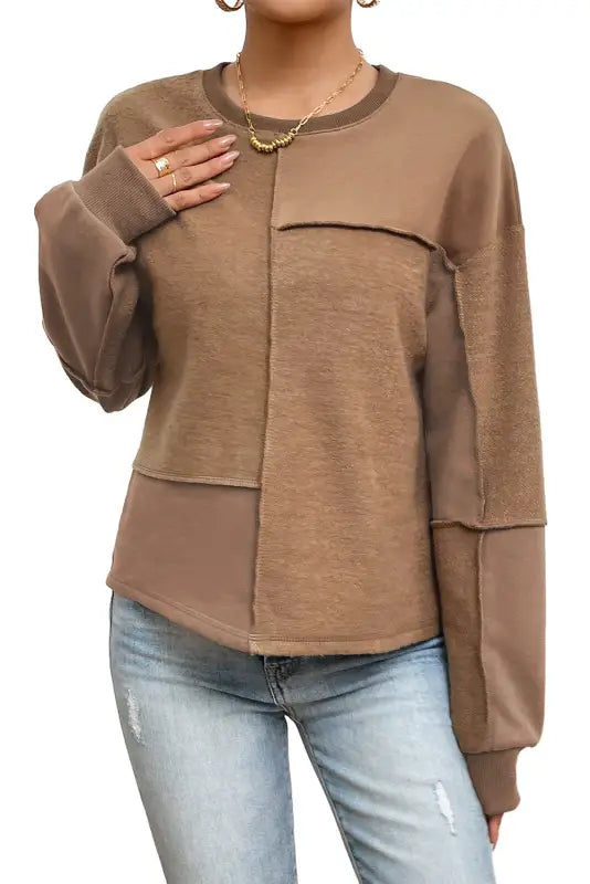 Exposed seam pullover sweatshirt - sweatshirts