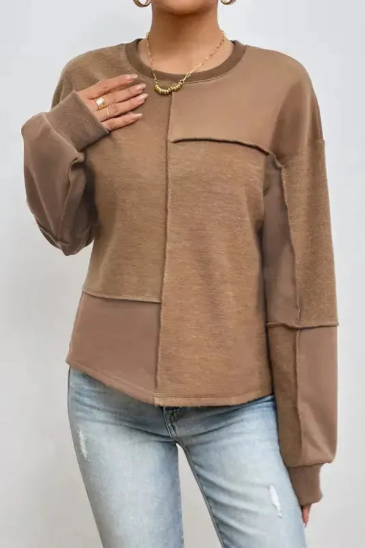 Exposed Seam Pullover Sweatshirt - Fashionfitz