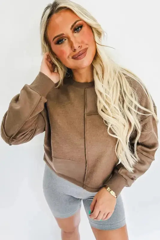 Exposed Seam Pullover Sweatshirt - Fashionfitz