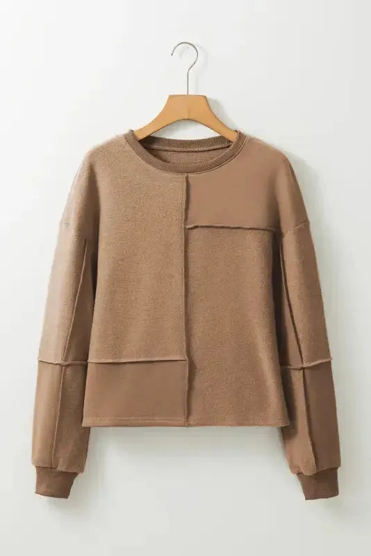 Exposed Seam Pullover Sweatshirt - Fashionfitz