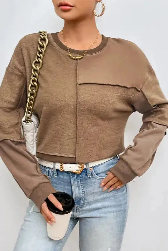 Exposed Seam Pullover Sweatshirt - Fashionfitz