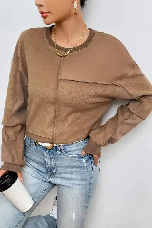 Exposed Seam Pullover Sweatshirt - Fashionfitz