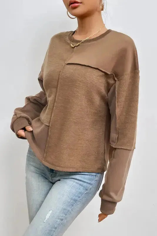 Exposed Seam Pullover Sweatshirt - Fashionfitz