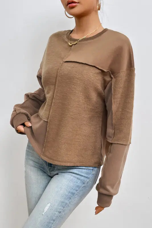 Exposed seam pullover sweatshirt - sweatshirts