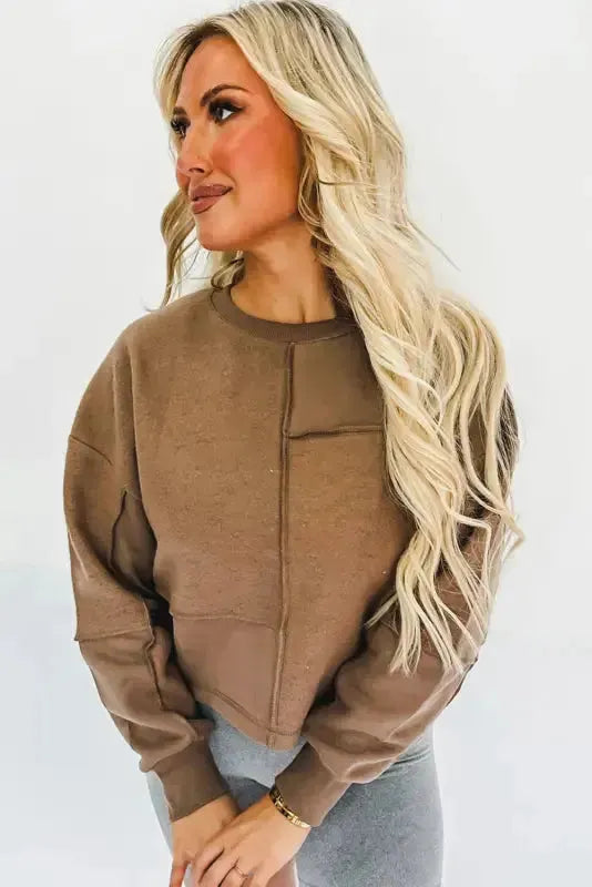 Exposed Seam Pullover Sweatshirt - Fashionfitz