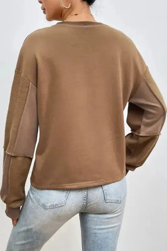 Exposed Seam Pullover Sweatshirt - Fashionfitz