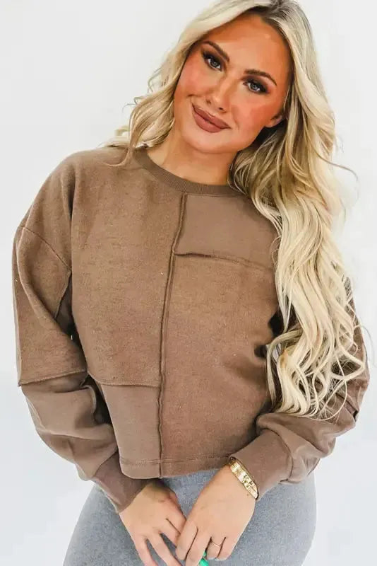 Exposed Seam Pullover Sweatshirt - Fashionfitz