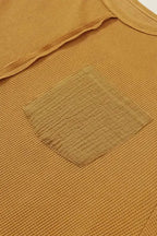 Exposed Seam Waffle Knit Top - Bubble Sleeve - Fashionfitz