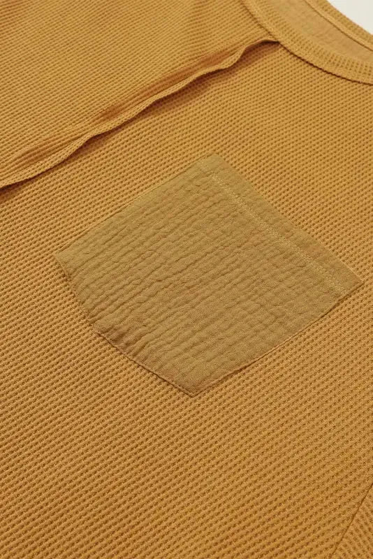 Exposed Seam Waffle Knit Top - Bubble Sleeve - Fashionfitz