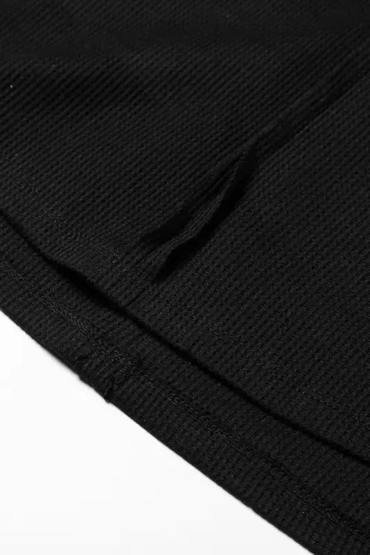 Exposed Seam Waffle Knit Top - Bubble Sleeve - Fashionfitz