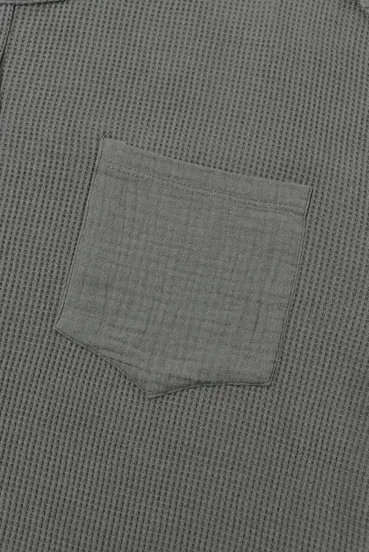 Exposed Seam Waffle Knit Top - Bubble Sleeve - Fashionfitz