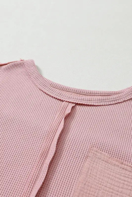 Exposed seam waffle knit top | women’s sweatshirts | fashionfitz