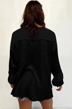 Exposed Seam Waffle Knit Top - Bubble Sleeve - Fashionfitz