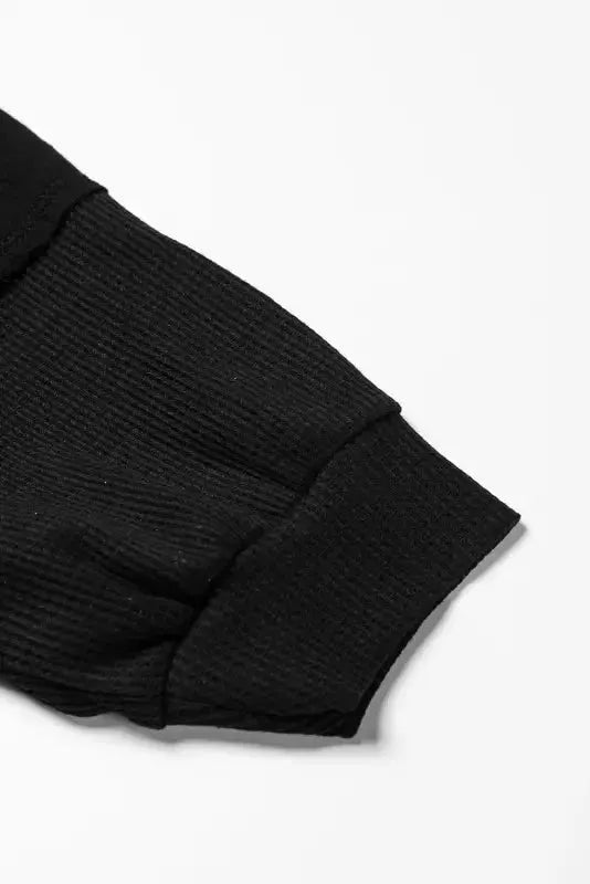 Exposed Seam Waffle Knit Top - Bubble Sleeve - Fashionfitz