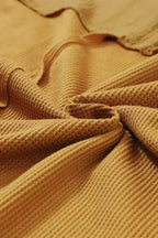 Exposed Seam Waffle Knit Top - Bubble Sleeve - Fashionfitz