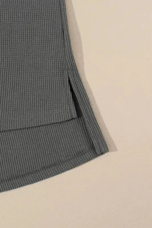 Exposed Seam Waffle Knit Top - Bubble Sleeve - Fashionfitz