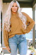 Exposed Seam Waffle Knit Top - Bubble Sleeve - Fashionfitz