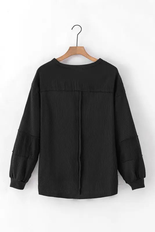 Exposed seam waffle knit top | women’s sweatshirts | fashionfitz