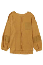 Exposed Seam Waffle Knit Top - Bubble Sleeve - Fashionfitz