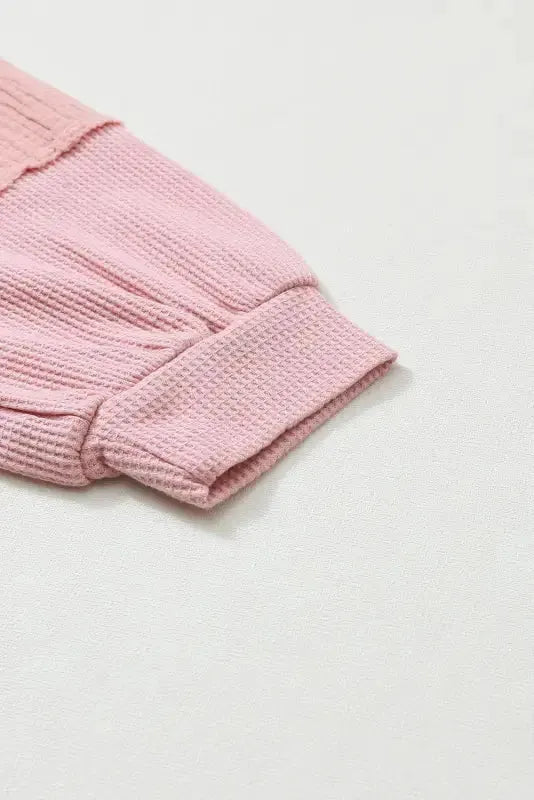 Exposed Seam Waffle Knit Top - Bubble Sleeve - Fashionfitz