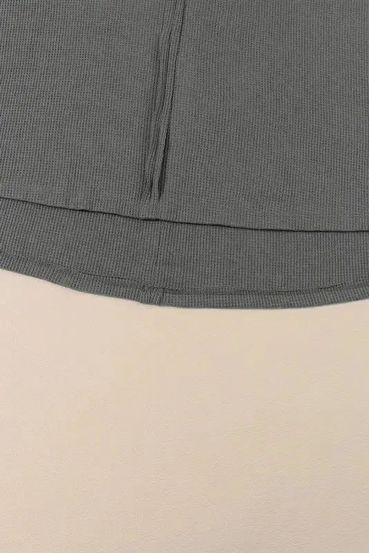 Exposed Seam Waffle Knit Top - Bubble Sleeve - Fashionfitz