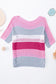 Eyelet knit striped half sleeves top - short sleeve sweaters