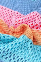 Eyelet Knit Striped Half Sleeves Top - Fashionfitz