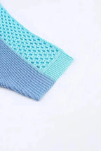 Eyelet Knit Striped Half Sleeves Top - Fashionfitz